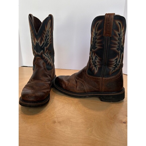 Justin Boots Driller Men’s 9EE Round Toe Leather Western Cowboy WK4665 main image 9